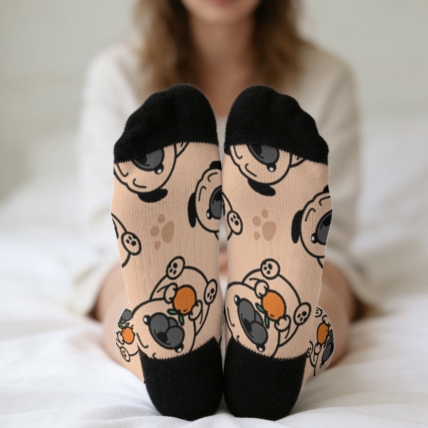 Millie - Funny Pug Socks | Unisex Crew Socks