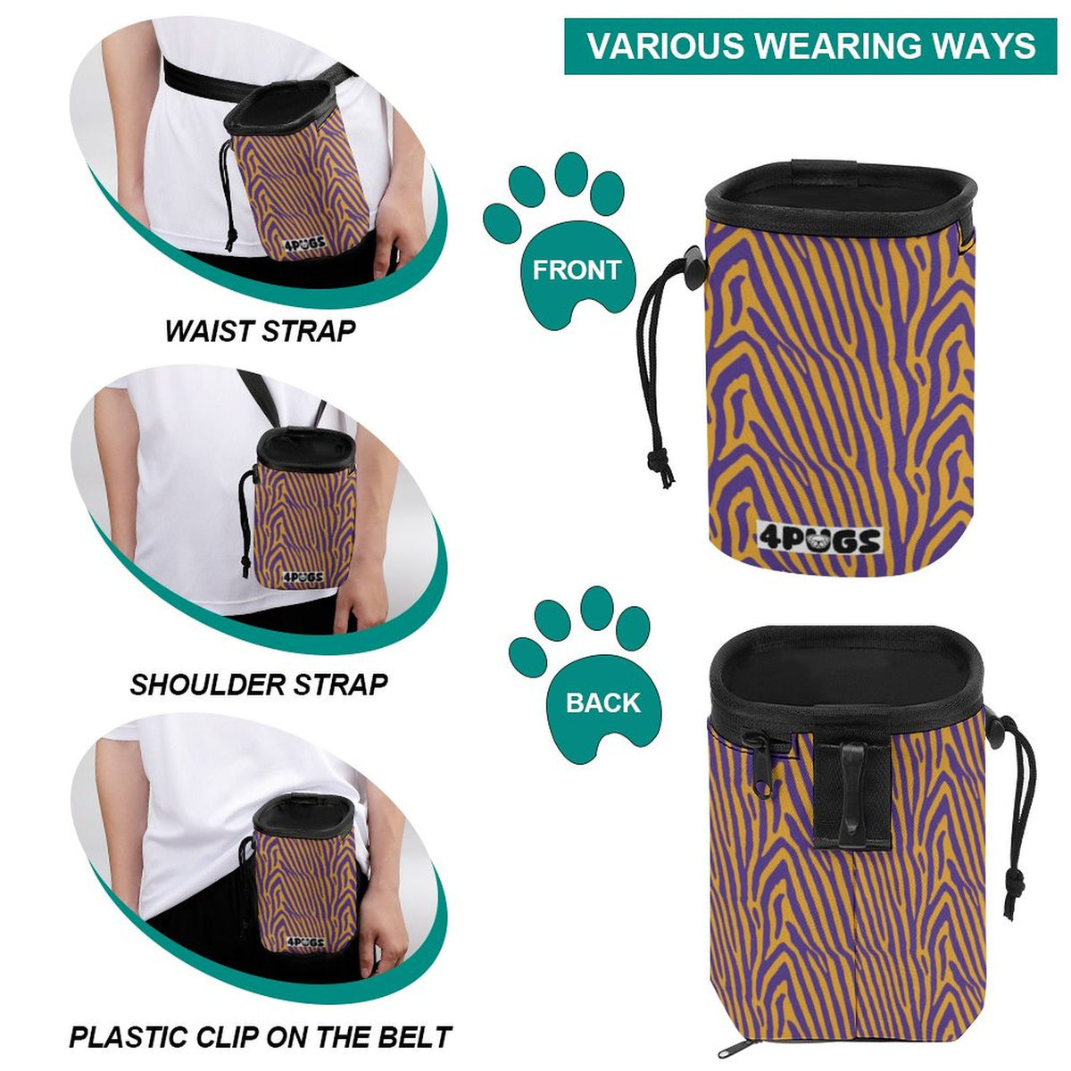 Lola - Pug Treat Training Pouch | Portable Bait Bag with Waist Clip