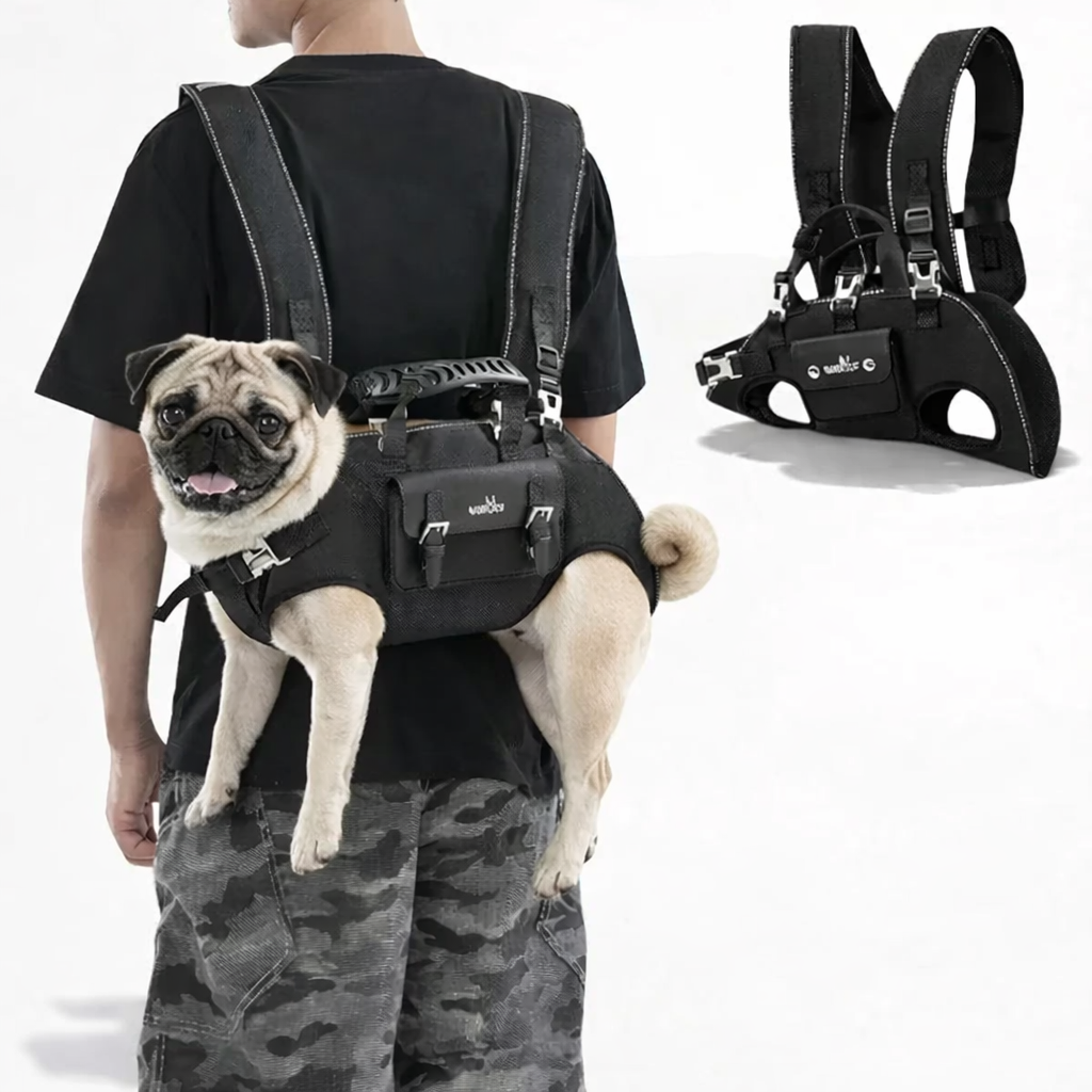 LiftEase Pug Backpack Carrier - Adjustable Support Harness Dog Carrier