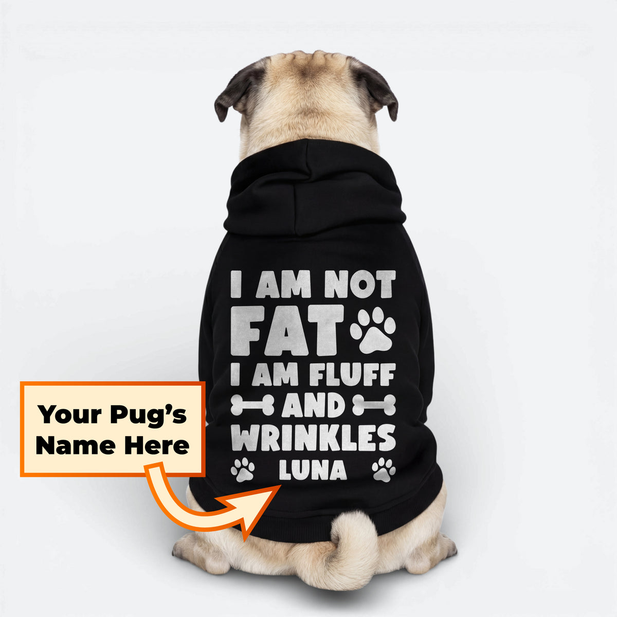 Izzy - Personalized Pug Cotton Hoodie