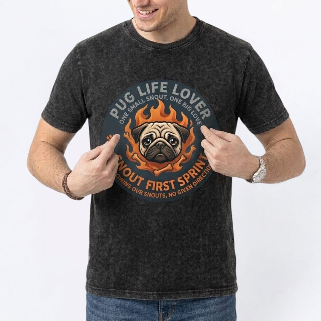 Zeus - Snow Washed Pug T-Shirt – Oversized Heavyweight Cotton
