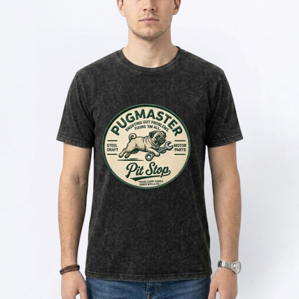 Sunny - Snow Washed Pug T-Shirt – Oversized Heavyweight Cotton
