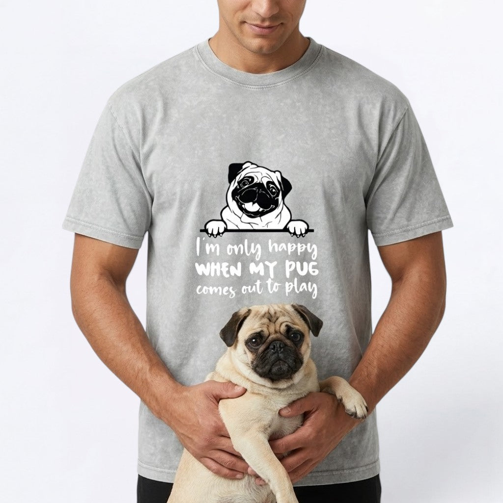 Luna - Snow Washed Pug T-Shirt – Oversized Heavyweight Cotton