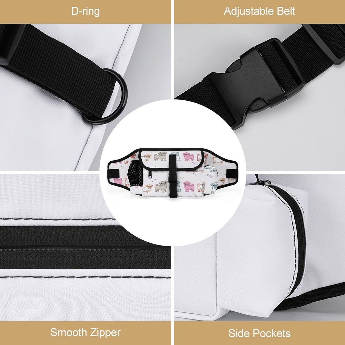 Stella - Pug Treat Training Pouch | Outdoor Storage Waist Bag