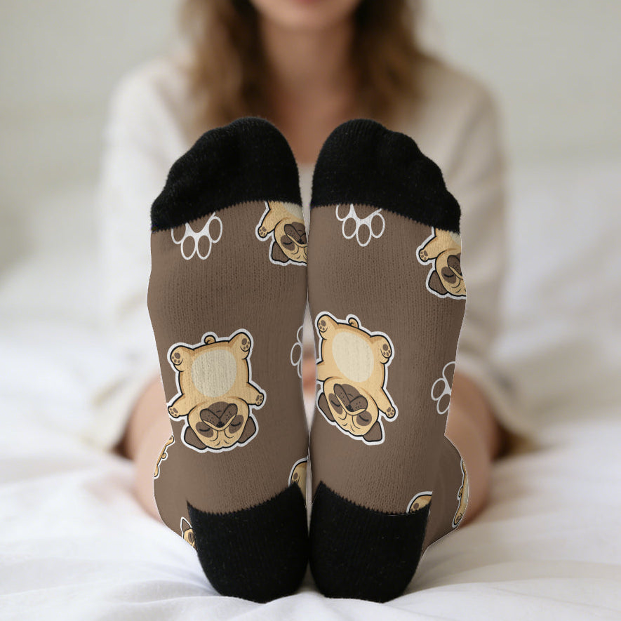 Boonie - Funny Pug Socks | Unisex Crew Socks