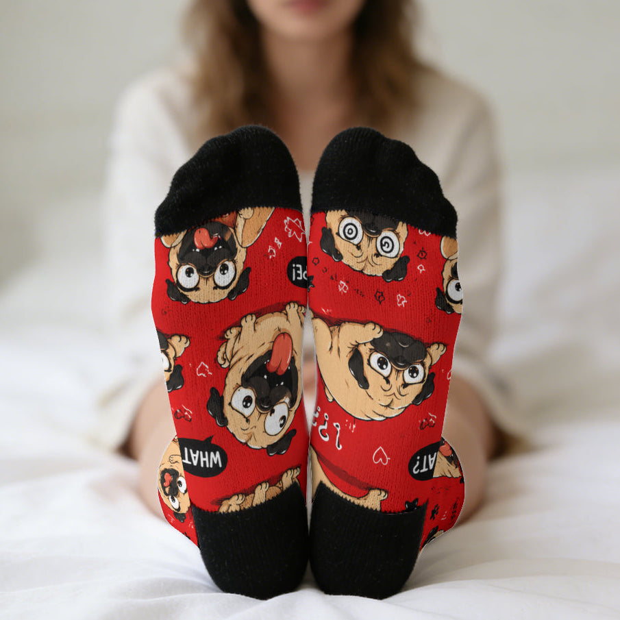 Apollo - Funny Pug Socks | Unisex Crew Socks