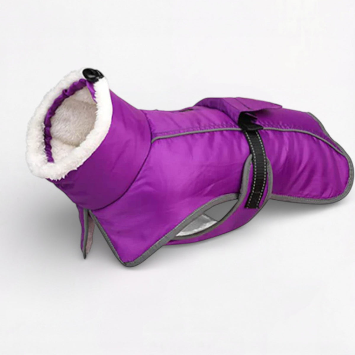 FrostPaw Pug Reflective Winter Coat – Adjustable Buckle & Fleece Turtleneck Jacket