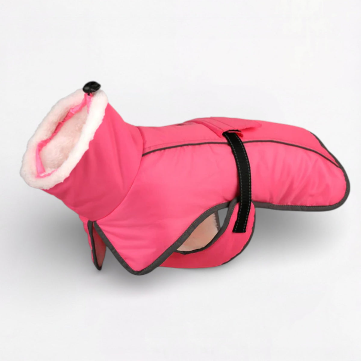 FrostPaw Pug Reflective Winter Coat – Adjustable Buckle & Fleece Turtleneck Jacket