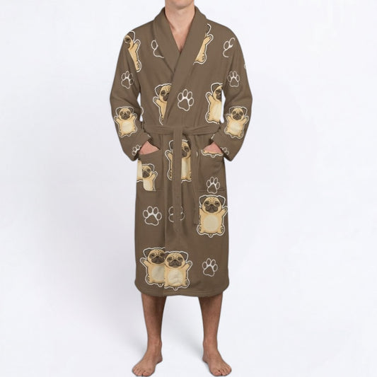 Abby - men's Bathrobe for Pug lovers