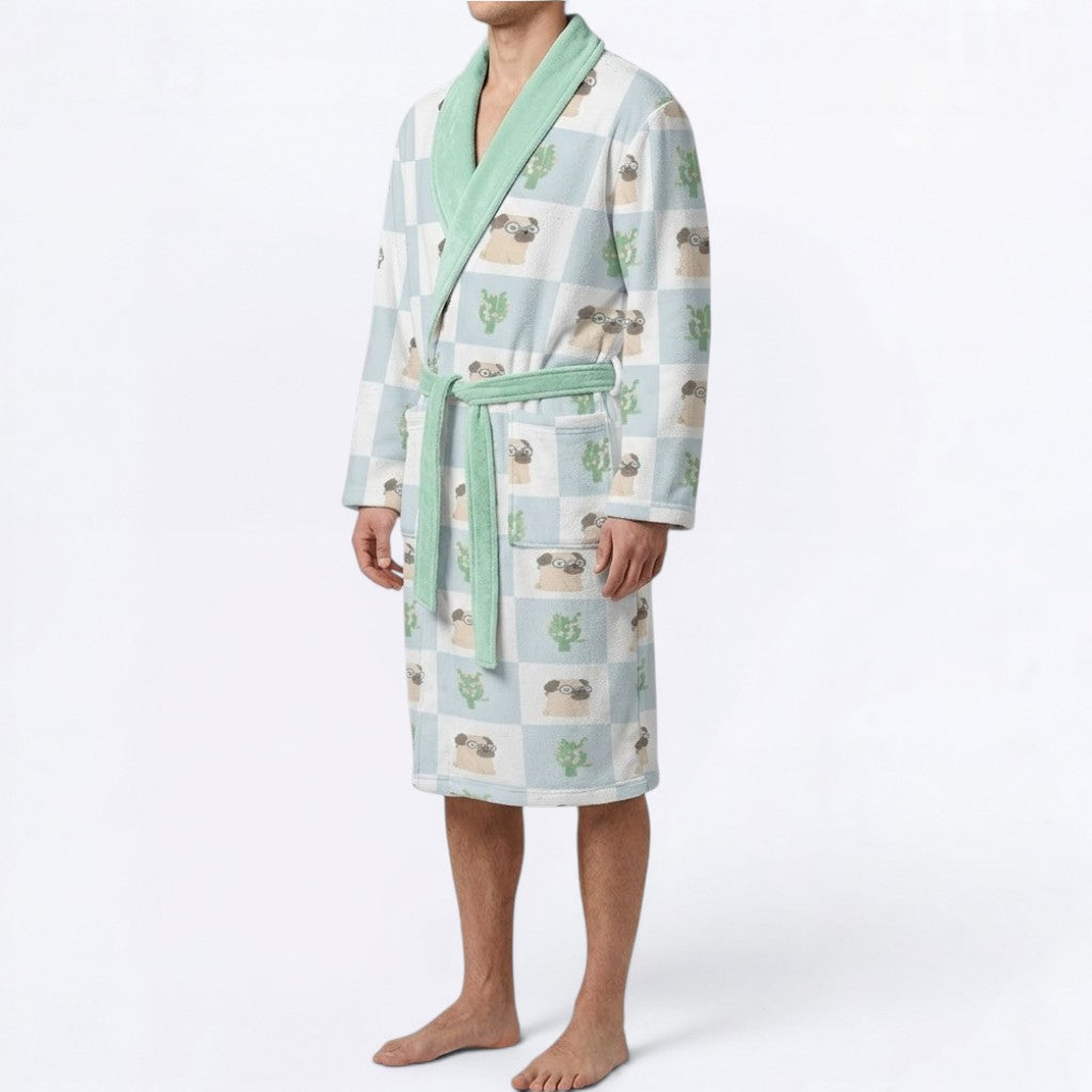 Charlie - men's Bathrobe for Pug lovers