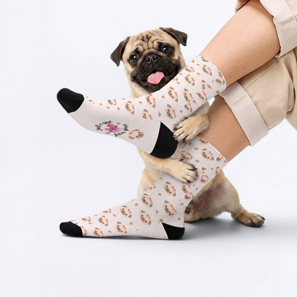 Bonnie - Funny Pug Socks | Unisex Crew Socks