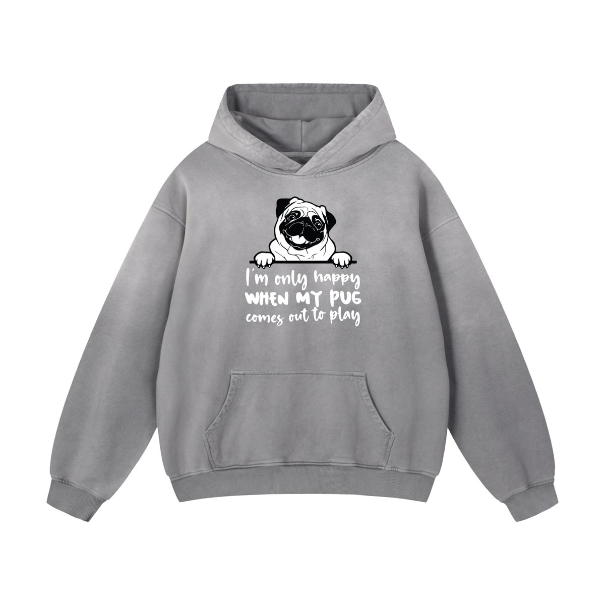 Roxy - Heavyweight Sunfade Pug Lover Hoodie – Oversized Streetwear Fit
