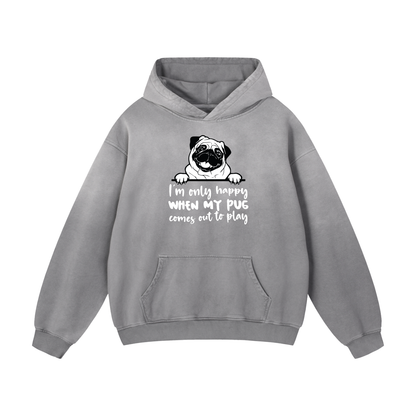 Roxy - Heavyweight Sunfade Pug Lover Hoodie – Oversized Streetwear Fit