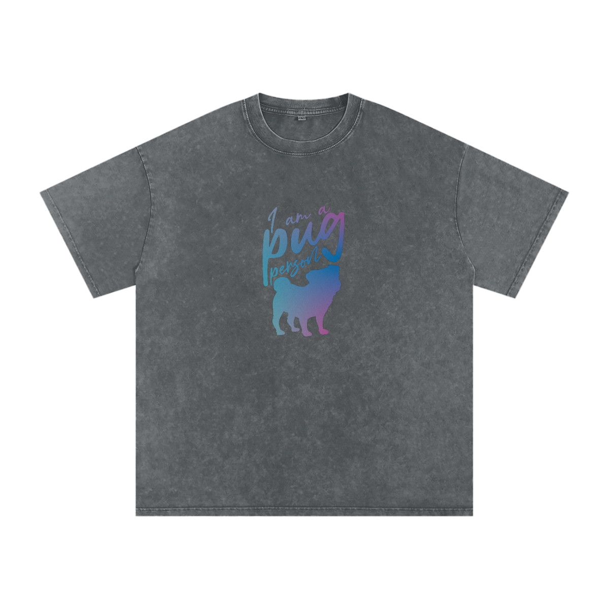 Hols - Snow Washed Pug T-Shirt – Oversized Heavyweight Cotton