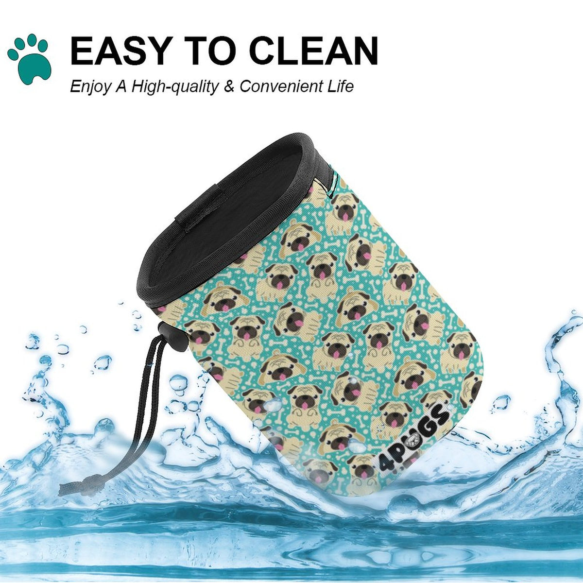Rosie - Pug Treat Training Pouch | Portable Bait Bag with Waist Clip