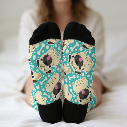 Atlas - Funny Pug Socks | Unisex Crew Socks