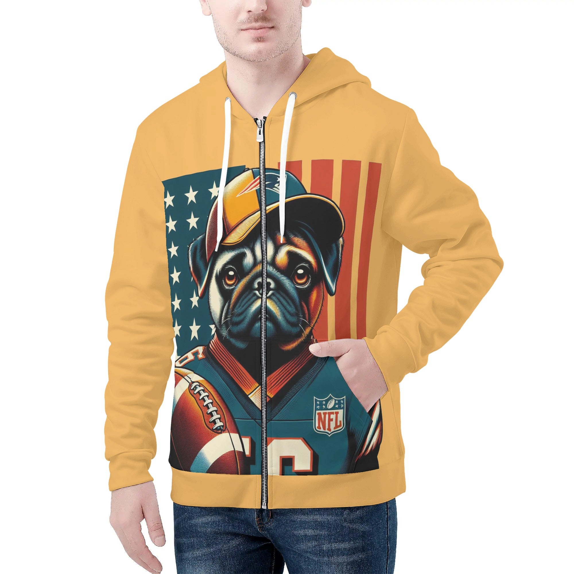 Hefty - All Over Print Zip Up Hoodie