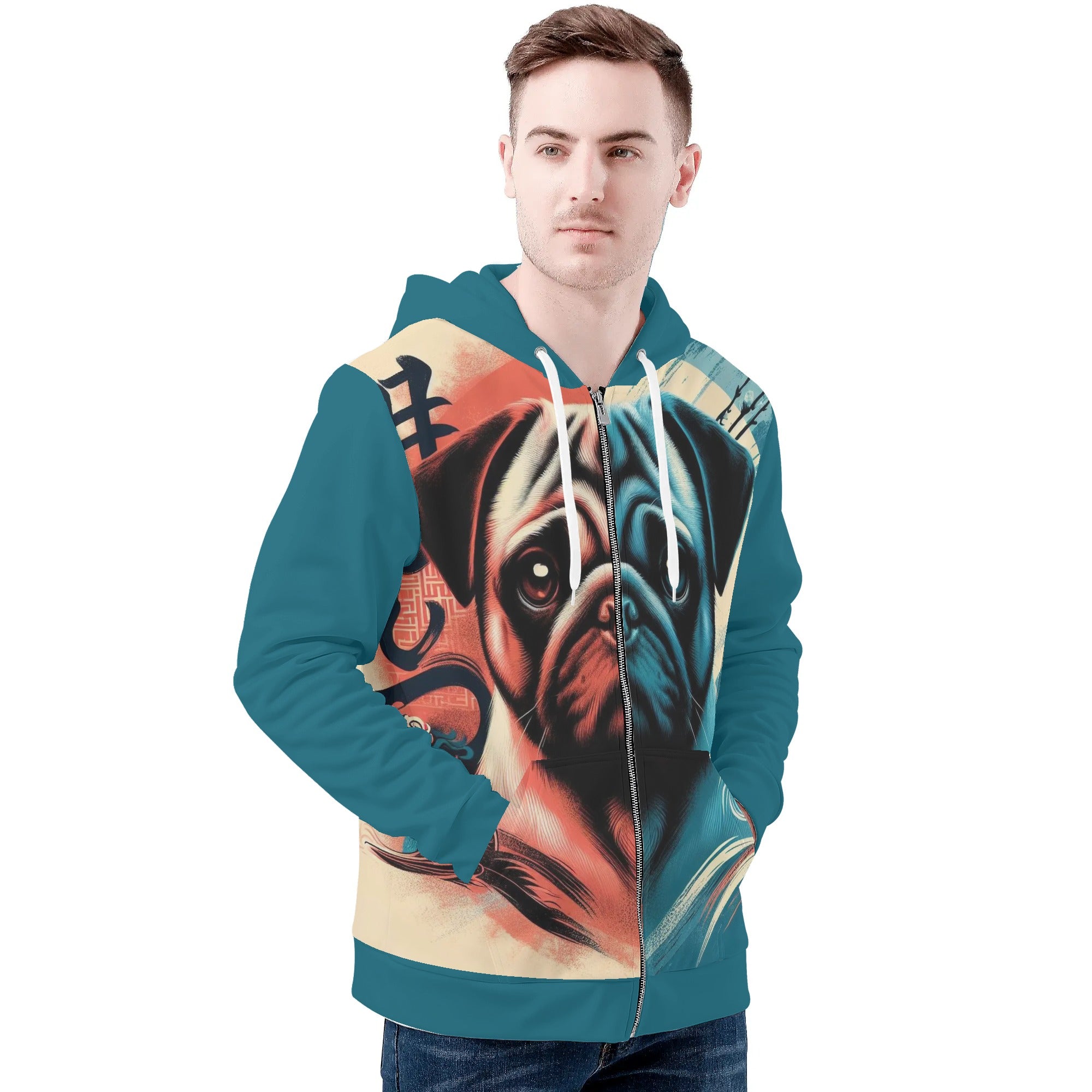 Burly - All Over Print Zip Up Hoodie