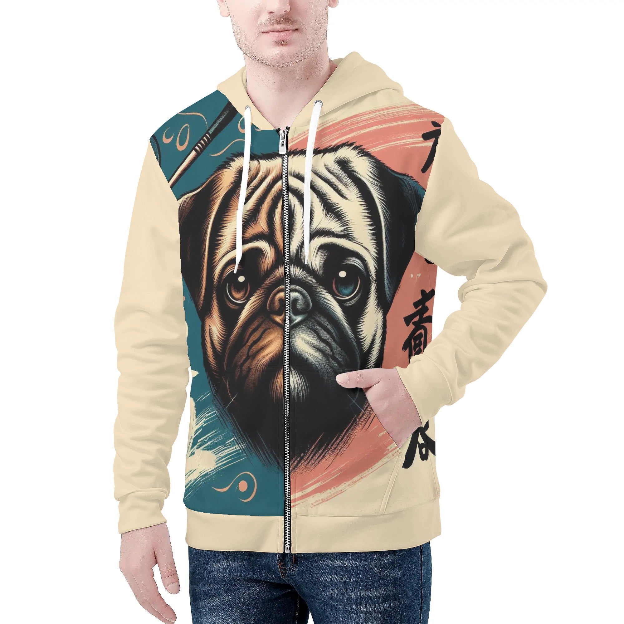 Brick - All Over Print Zip Up Hoodie