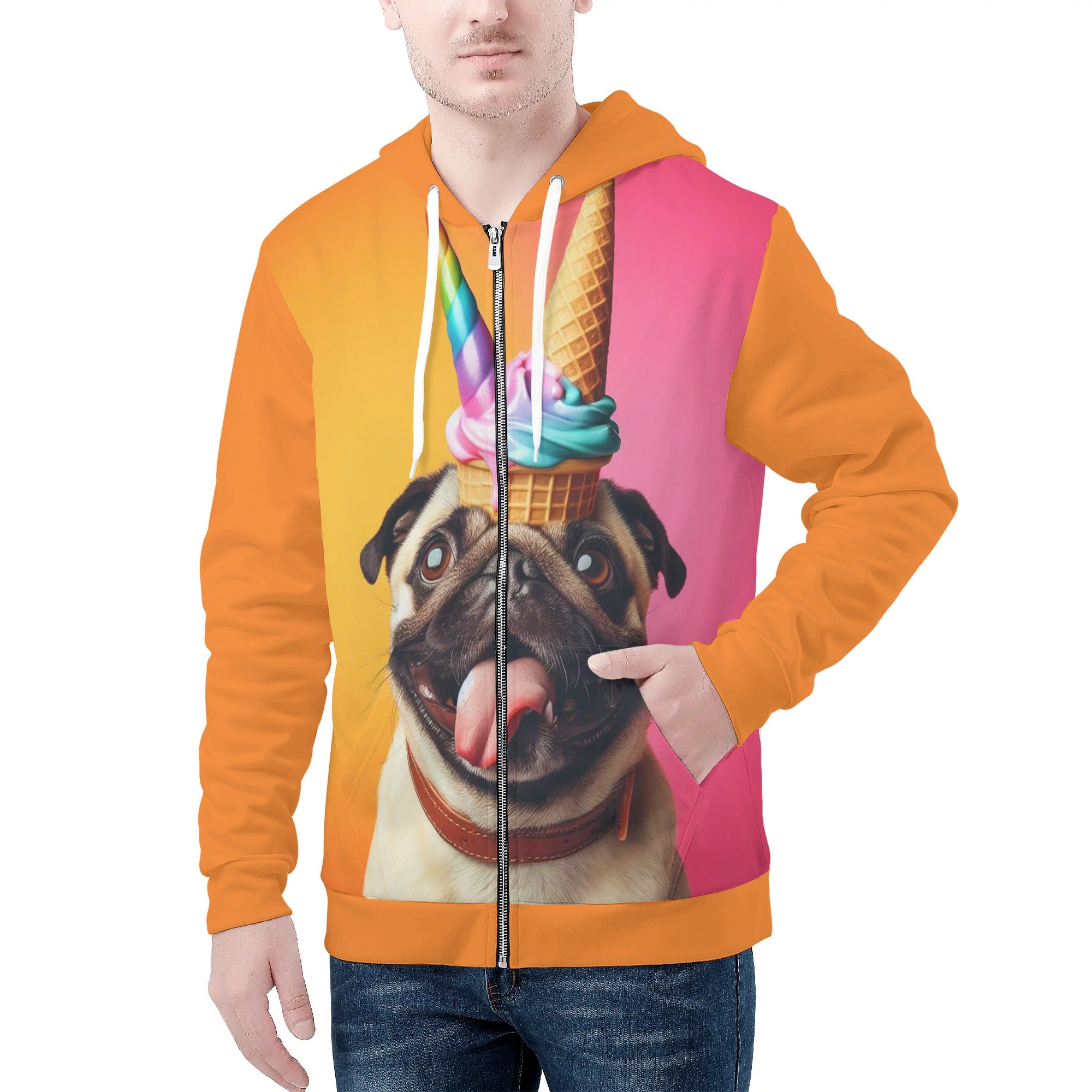 Lillian - All Over Print Zip Up Hoodie