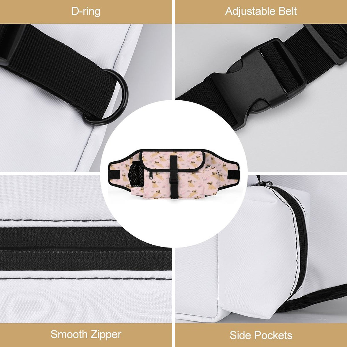 Luna - Pug Treat Training Pouch | Outdoor Storage Waist Bag
