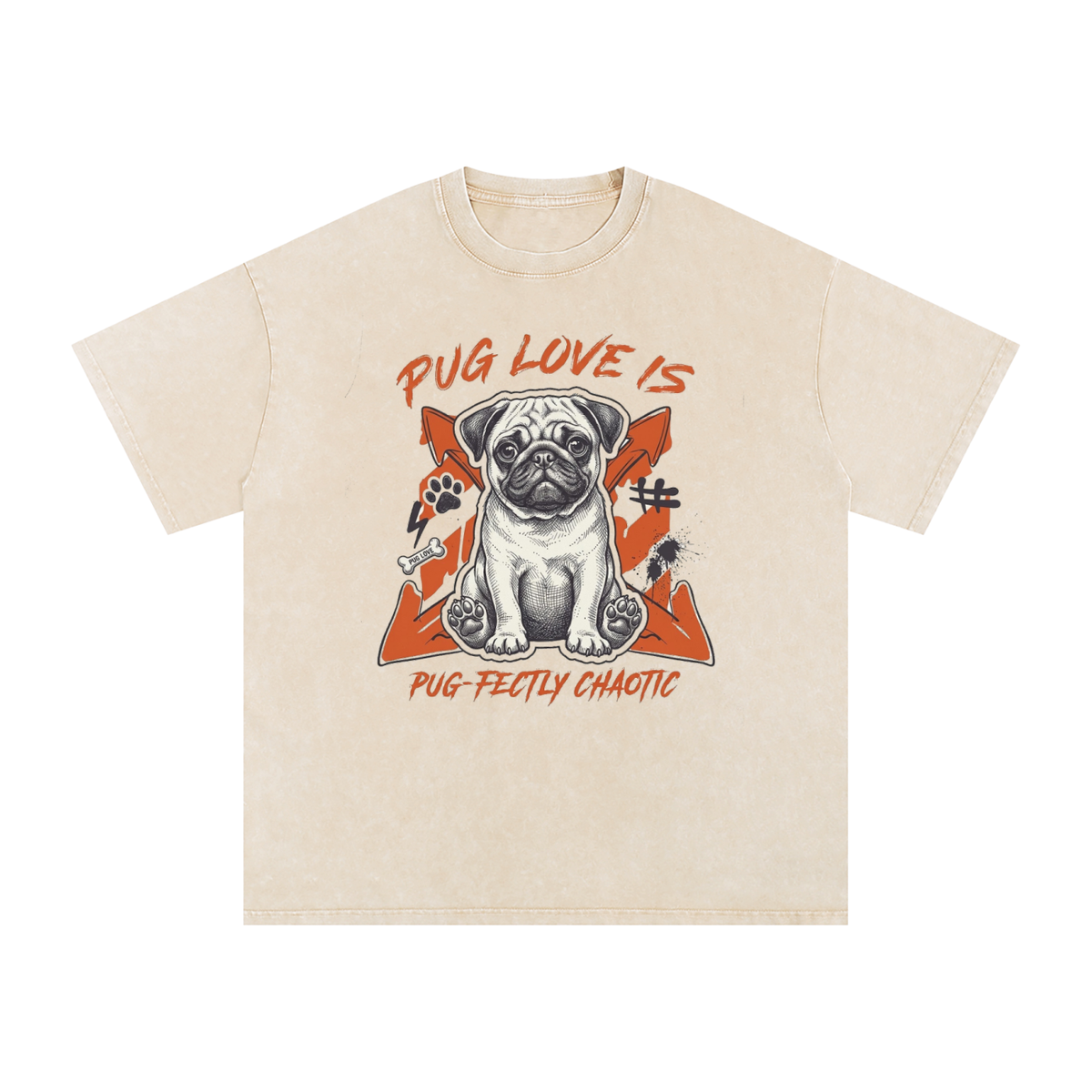 Apollo - Snow Washed Pug T-Shirt – Oversized Heavyweight Cotton