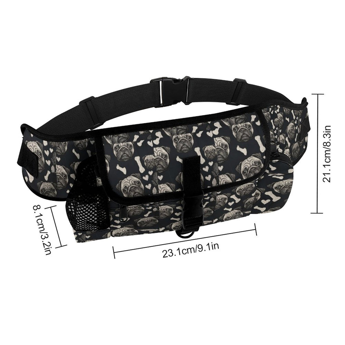 Finn - Pug Treat Training Pouch | Outdoor Storage Waist Bag