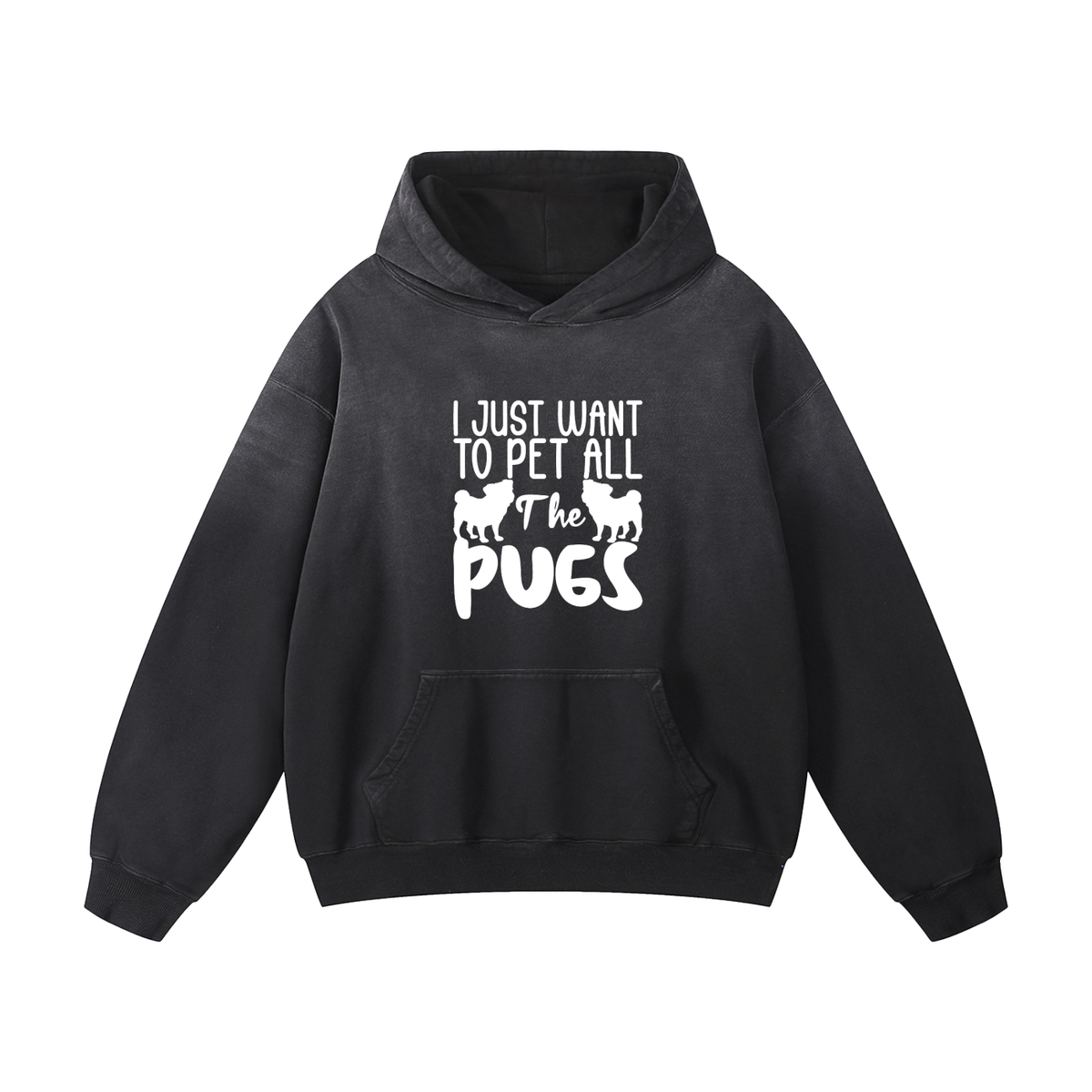 Mochi - Heavyweight Sunfade Pug Lover Hoodie – Oversized Streetwear Fit