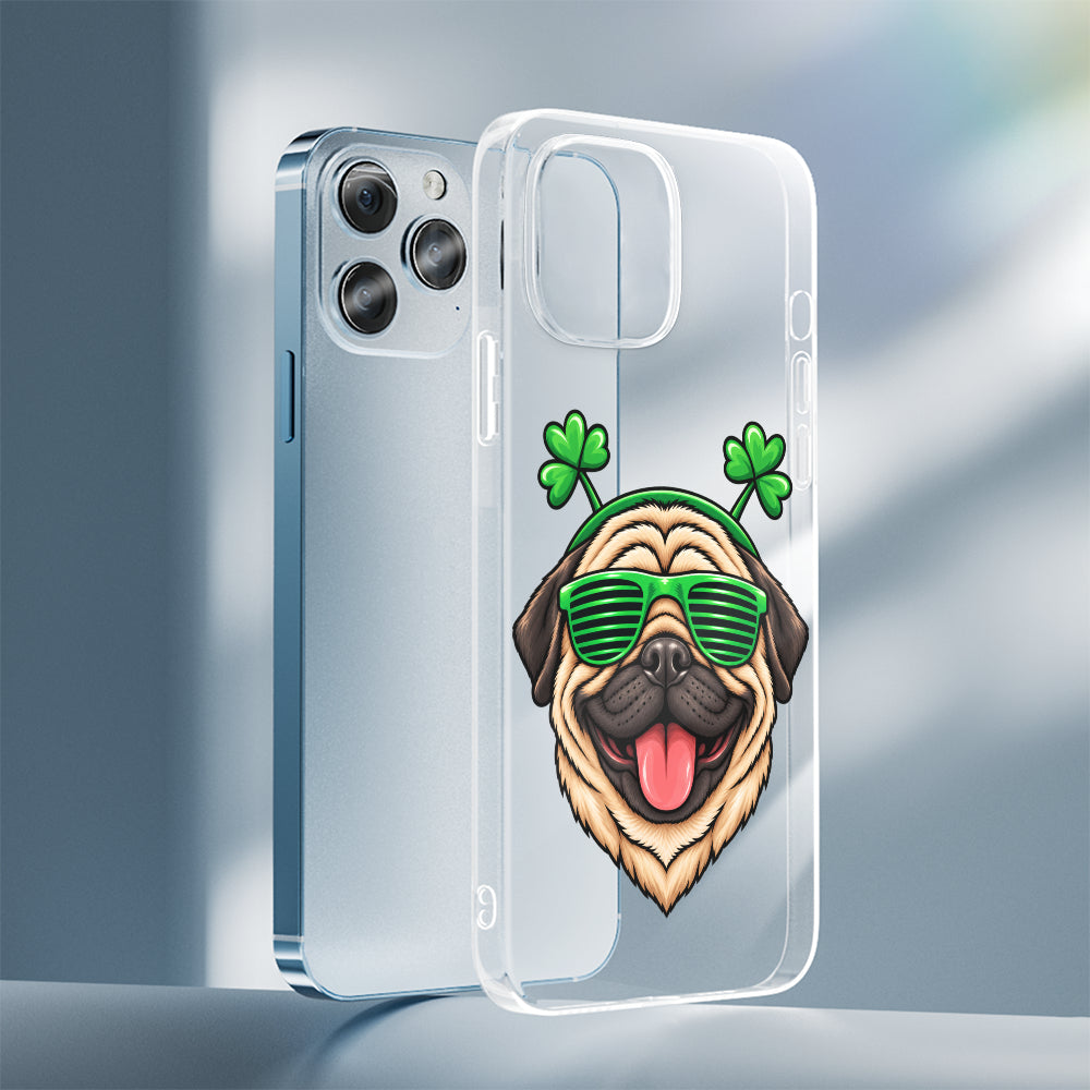 Blue - Clear Silicone Pug Phone Case