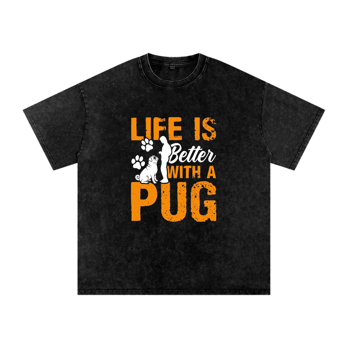 Odin - Snow Washed Pug T-Shirt – Oversized Heavyweight Cotton