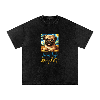 Maple  - Snow Washed Pug T-Shirt – Oversized Heavyweight Cotton