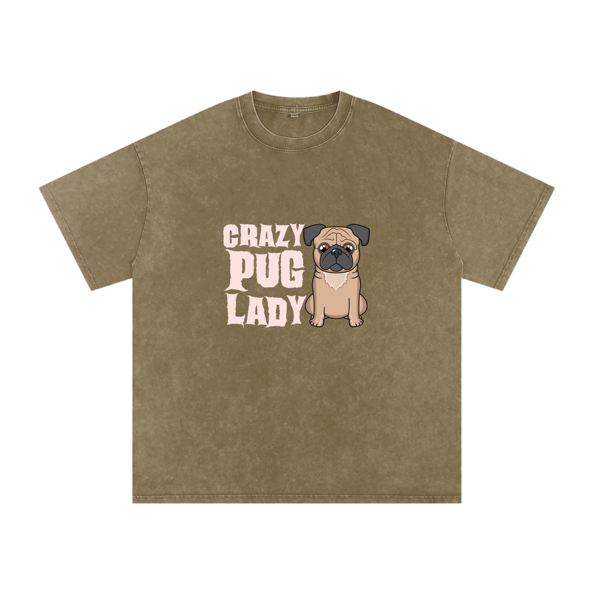 Blue  - Snow Washed Pug T-Shirt – Oversized Heavyweight Cotton
