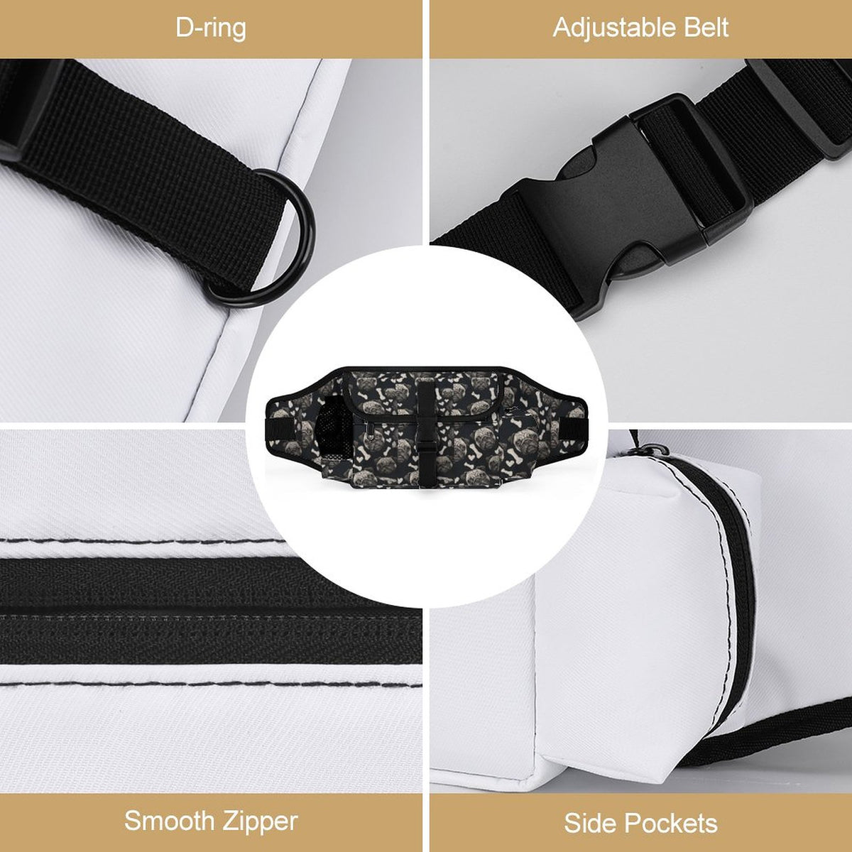 Finn - Pug Treat Training Pouch | Outdoor Storage Waist Bag