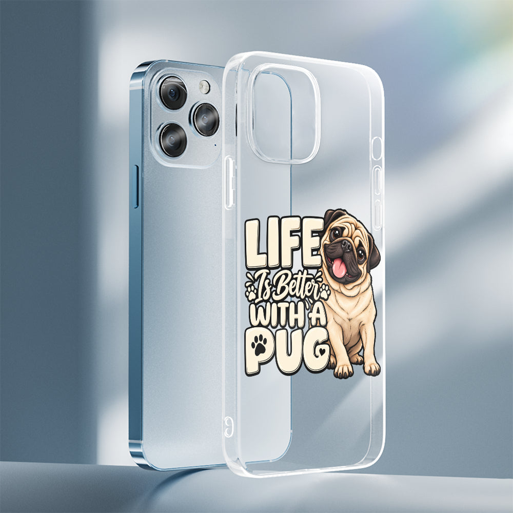 Atlas  - Clear Silicone Pug Phone Case