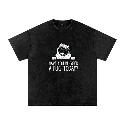 Blossom  - Snow Washed Pug T-Shirt – Oversized Heavyweight Cotton