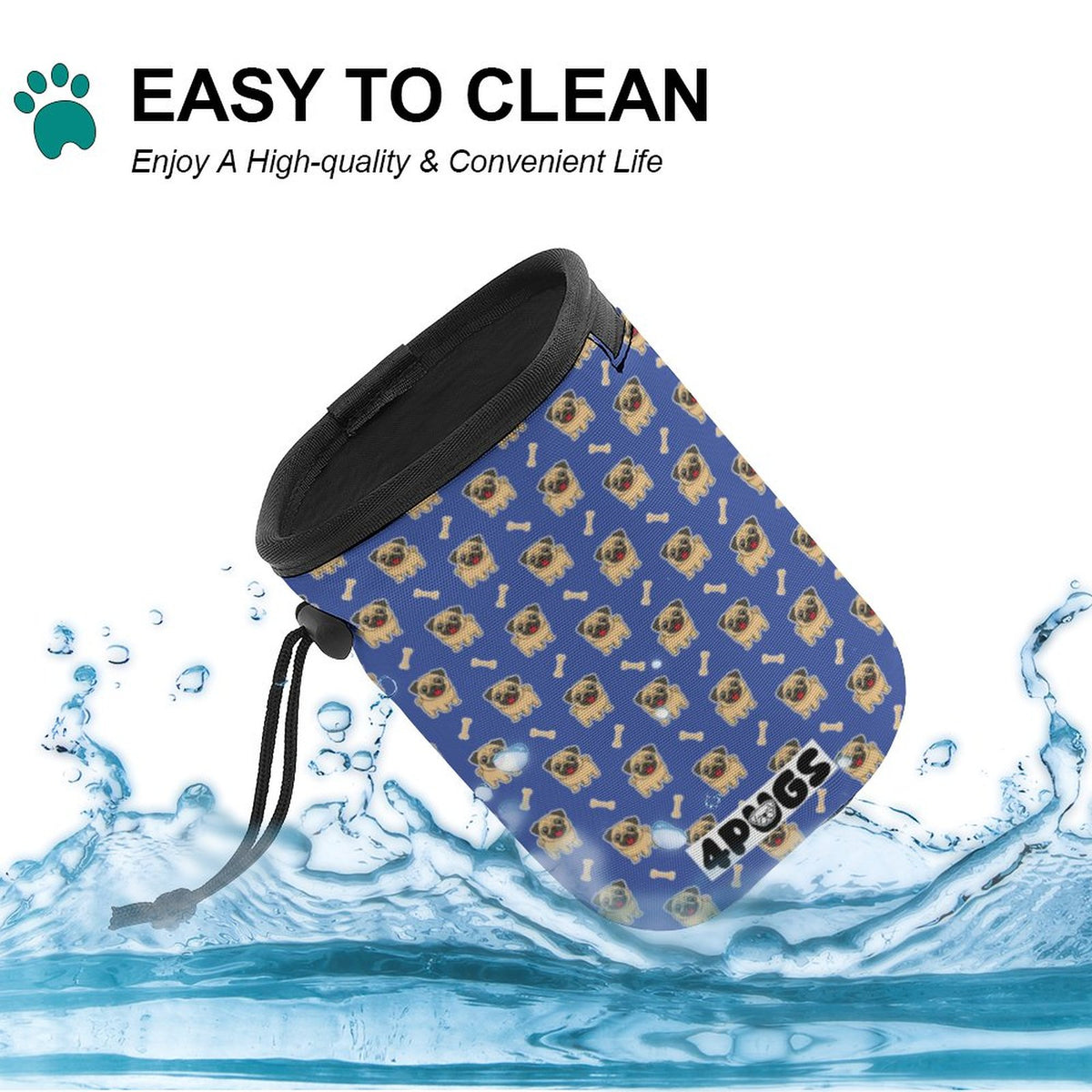 Pepper - Pug Treat Training Pouch | Portable Bait Bag with Waist Clip