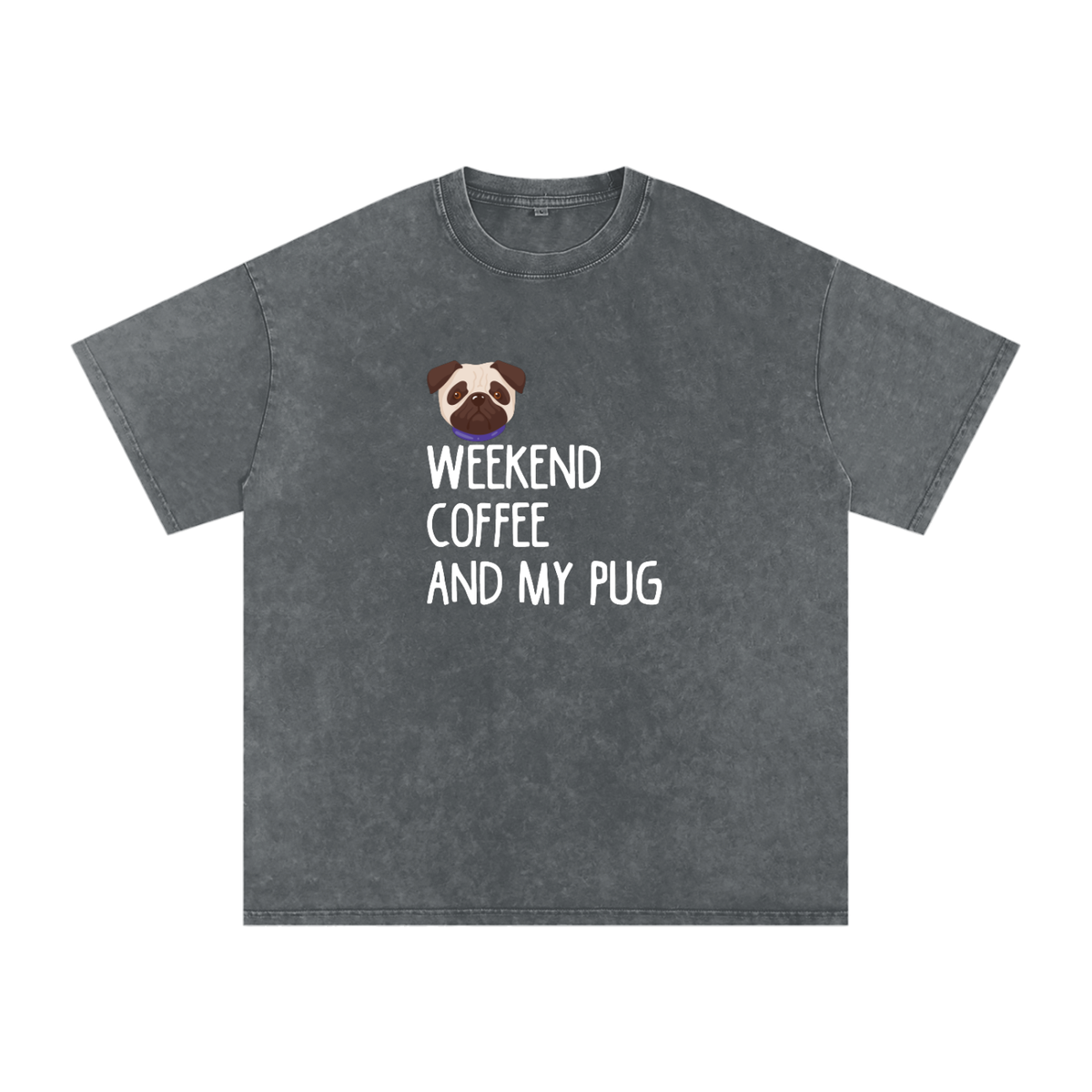 Ace - Snow Washed Pug T-Shirt – Oversized Heavyweight Cotton