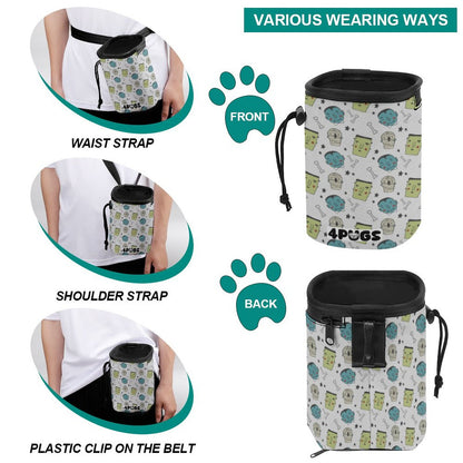 Blue - Pug Treat Training Pouch | Portable Bait Bag with Waist Clip