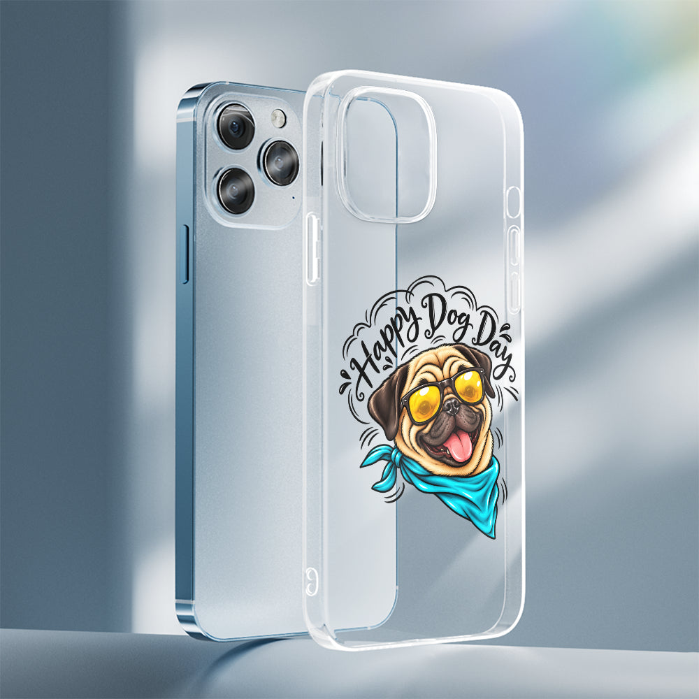 Cleo - Clear Silicone Pug Phone Case