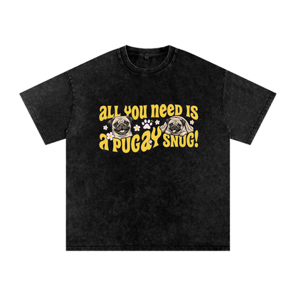Misty  - Snow Washed Pug T-Shirt – Oversized Heavyweight Cotton