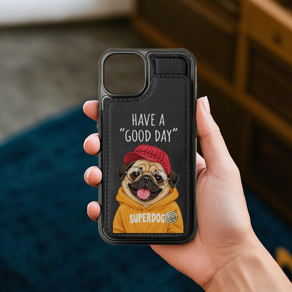 Chester - Pug Leather Wallet Phone Case