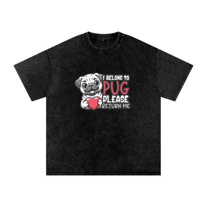Skye  - Snow Washed Pug T-Shirt – Oversized Heavyweight Cotton