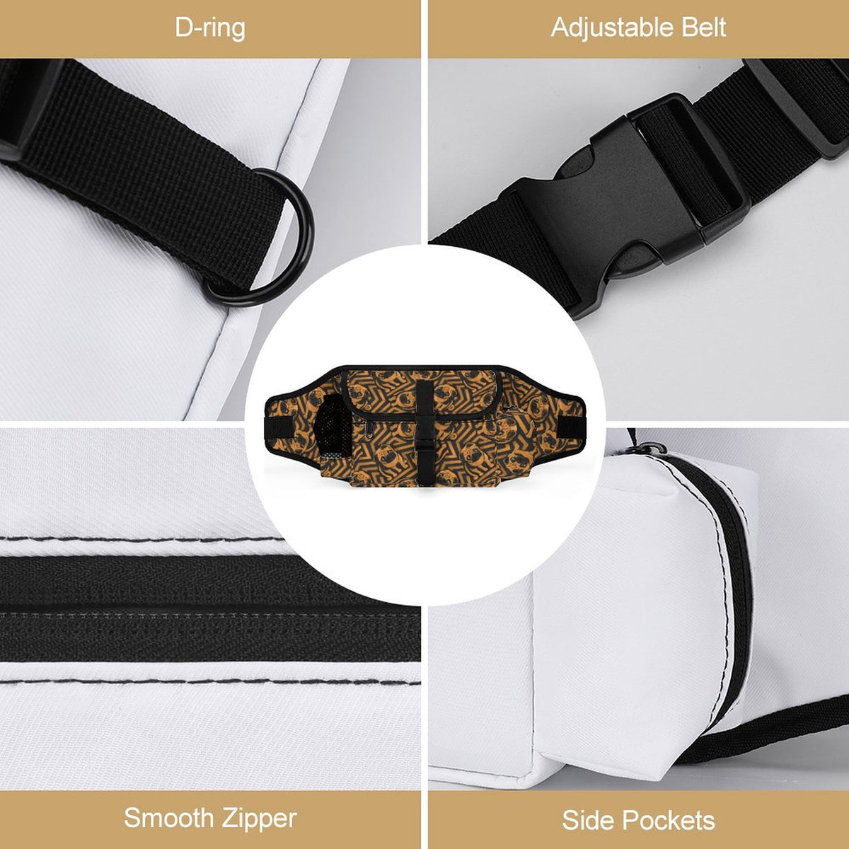 Rocco - Pug Treat Training Pouch | Outdoor Storage Waist Bag
