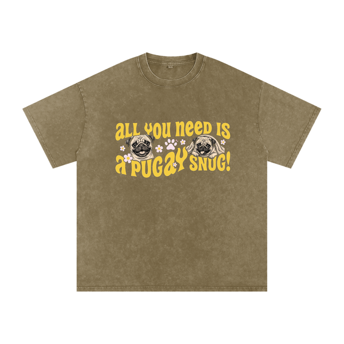 Misty  - Snow Washed Pug T-Shirt – Oversized Heavyweight Cotton