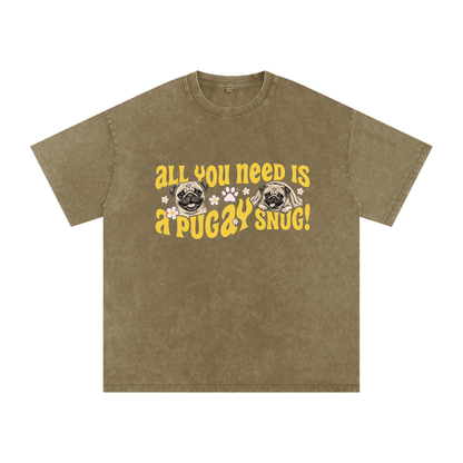 Misty  - Snow Washed Pug T-Shirt – Oversized Heavyweight Cotton