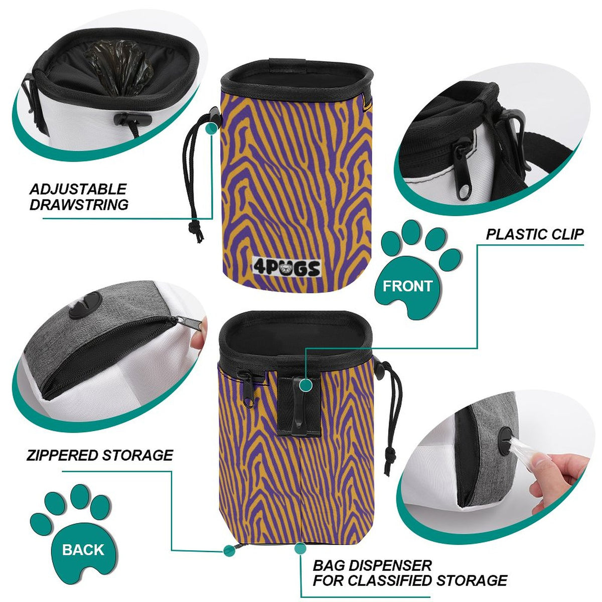 Lola - Pug Treat Training Pouch | Portable Bait Bag with Waist Clip