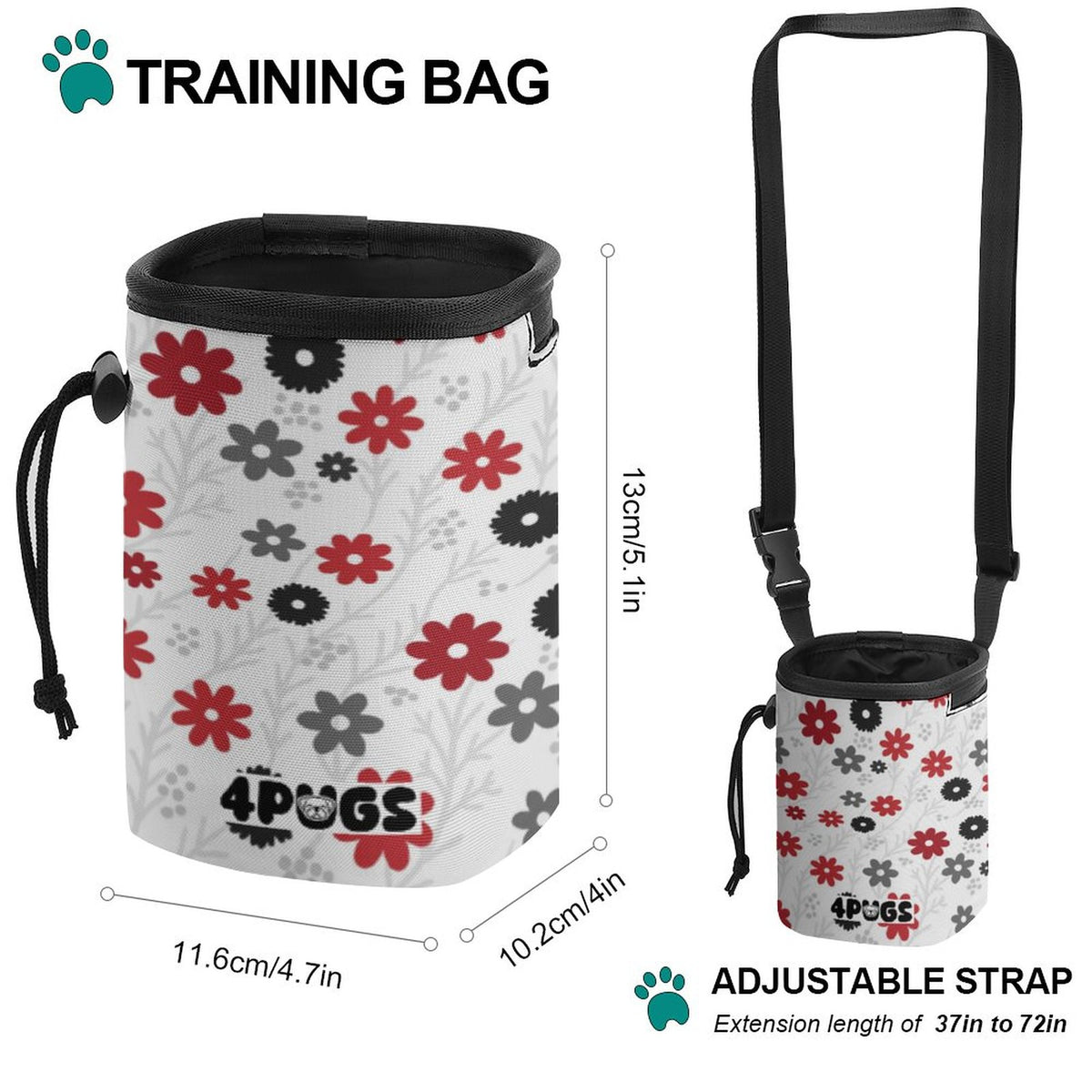 Ginger - Pug Treat Training Pouch | Portable Bait Bag with Waist Clip