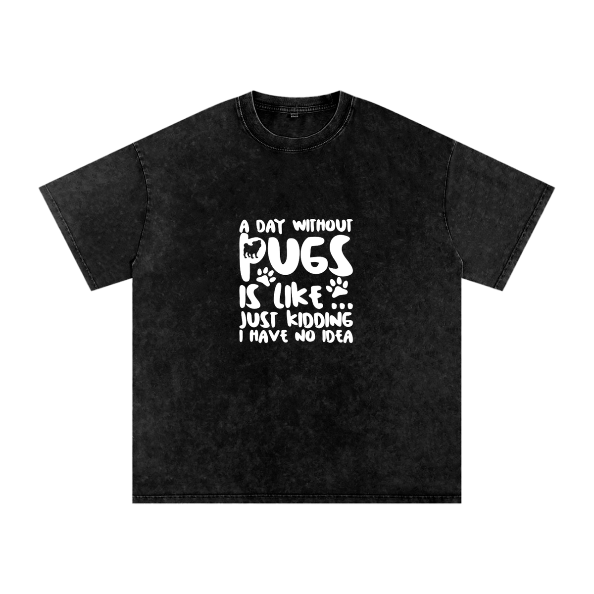 Cleo  - Snow Washed Pug T-Shirt – Oversized Heavyweight Cotton