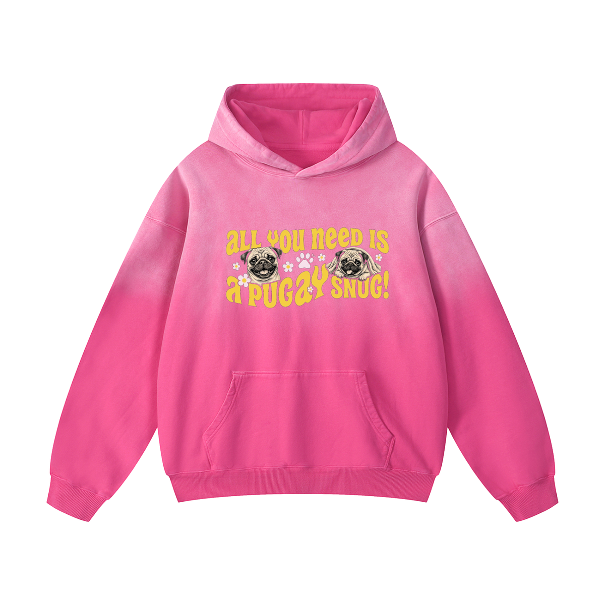 Zara - Heavyweight Sunfade Pug Lover Hoodie – Oversized Streetwear Fit