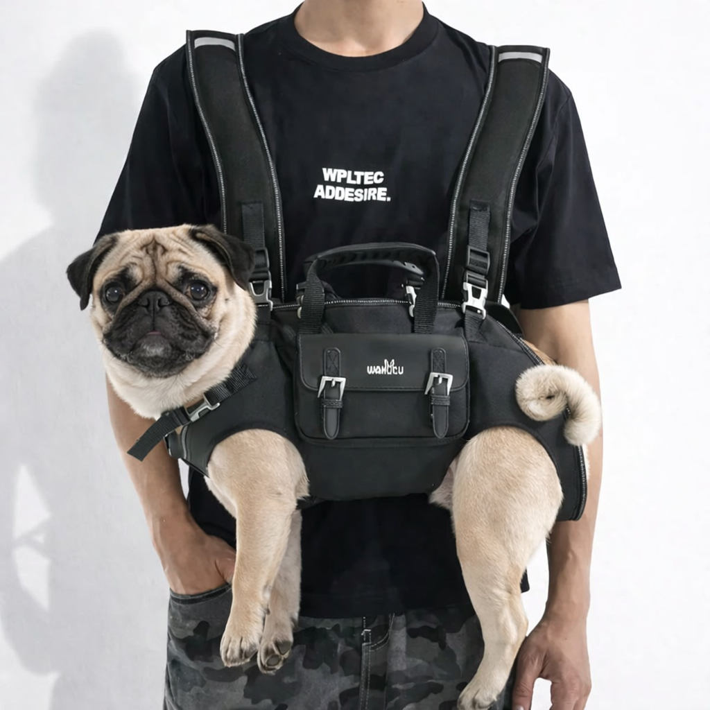 LiftEase Pug Backpack Carrier - Adjustable Support Harness Dog Carrier